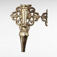 Vintage Brass Wall Sconces, Pair of Candle Holders, Ornate Italian Design, Wall Decor, Red Glass Votives