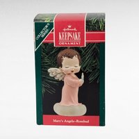 1990 Hallmark Mary's Angels "Rosebud" Ornament, Angel with Candle, Keepsake Ornament
