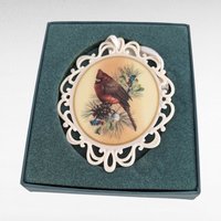 Vintage Lenox Winter Greetings Cardinal Ornament | Porcelain Christmas Ornament | Catherine McClung | Collectible Lenox