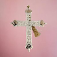 2002 Lenox Gold Trimmed Cross Pierced Ornament | Porcelain Christmas Ornament | Religious Christmas Decor | Collectible Lenox