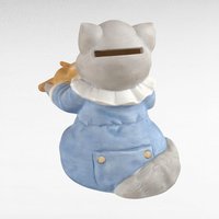 Ceramic Cat Playing Violin Bank | Vintage The Good Company | Collectible Figurine
