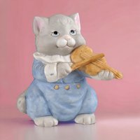 Ceramic Cat Playing Violin Bank | Vintage The Good Company | Collectible Figurine
