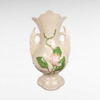 Pair of Imperfect Vintage Hull Pottery Magnolia Vases | Pink Hull Vases | Art Deco Floral Vases | 12.5 Inch Vases