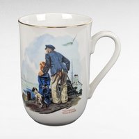 Vintage Norman Rockwell Mug and Bell Set, Seafarers Collection, Collectible Mugs, Kitchen Decor, Gift for Dad