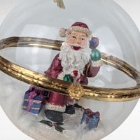 Vintage Hinged Glass Santa Ornament, Collectible Christmas Decor, Gift for Collector