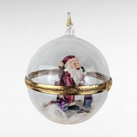 Vintage Hinged Glass Santa Ornament, Collectible Christmas Decor, Gift for Collector