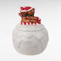 Vintage Christmas Around the World Snowball Candy Jar, Ceramic Holiday Decor, Collectible Christmas Bears, Festive Candy Dish