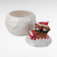 Vintage Christmas Around the World Snowball Candy Jar, Ceramic Holiday Decor, Collectible Christmas Bears, Festive Candy Dish