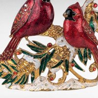 Vintage Enamel Cardinal Candle Holder, Red Bird Tealight Holder, Holiday Decor, Christmas Gift, Winter Bird Candleholder