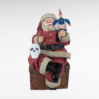 Spooky Santa Decor, Fabriche Santa with Skull, Upcycled Christmas Figurine, Gothic Holiday Decoration, Unique Gift