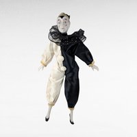 Vintage Black and White Harlequin Doll. 