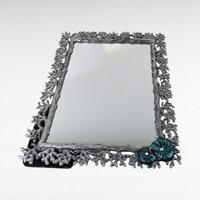 Vintage Pier One Metal & Enamel Mirror, Aqua Conch Shell Accent, Coastal Decor, Beach House Gift, Small Decorative Mirror
