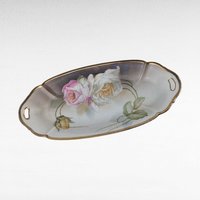 Vintage Suhl Germany Floral Celery Tray / Dresser Tray, 12" Oval Porcelain Serving Dish, Hand Painted Rose Design, Vanity Tray, Gift for Her