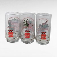1982 Coca Cola Holly Hobbie Christmas Glasses, Vintage Set of 3, Holiday Drinkware, Collectible Coca Cola Glasses, Gift for Nostalgia Lovers