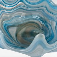 Vintage Blue Swirl Glass Swan Bowl, Hand-Blown, Mid-Century Modern, Collectible