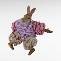 Vintage Anthropomorphic Rabbit Ornament, 6" Height, Victorian Style Dress, Easter Decor, Spring Gift, Collectible Figurine