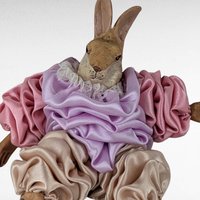 Vintage Anthropomorphic Rabbit Ornament, 6" Height, Victorian Style Dress, Easter Decor, Spring Gift, Collectible Figurine