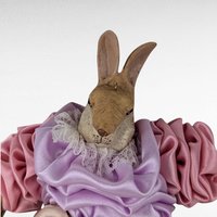 Vintage Anthropomorphic Rabbit Ornament, 6" Height, Victorian Style Dress, Easter Decor, Spring Gift, Collectible Figurine