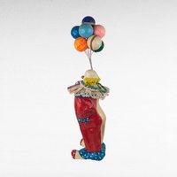 Vintage Paper Mache Clown Figure with Balloons, 16" Tall, Whimsical Decor, Collectible Clown, Gift for Clown Collectors, Carnival Decor