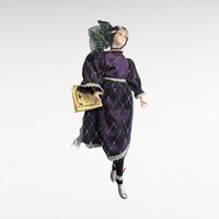 Vintage Kingstate Porcelain Harlequin Doll | 17.5 inch Collectible Doll | Purple Jester Doll | Clown Doll