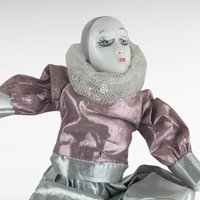 Vintage 6 Inch Harlequin Doll, Pink and Silver Jester Doll on Pillow, Collectible Clown Doll, Unique Gift for Collectors