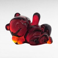 Vintage Fenton Ruby Red Glass Bear Figurine, Reclining Bear, Collectible Glass Animal, Gift for Bear Lovers