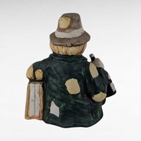 Vintage Hobo Clown Music Box, Ceramic Clown with Bottle and Suitcase, Slow Music, Collectible Clown Figurine, Gift for Collector