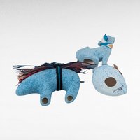 Vintage Blue & Pink Ceramic Animal Figurines, Wolf Bear Bird Roadrunner Set, Native Inspired Decor, Southwestern Style, Gift for Collector