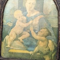 Antique Raphael Garvagh Madonna Print on Wood, Religious Wall Art, Catholic Decor, 16 x 13.5 Inches
