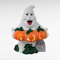 Vintage Ceramic Ghost Light, Halloween Decoration, Spooky Decor, Night Light, Gift for Halloween Lover