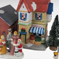 Vintage Dickens Collectibles Porcelain Lighted Houses Set, Christmas Village Display, Holiday Decor, Christmas Decoration