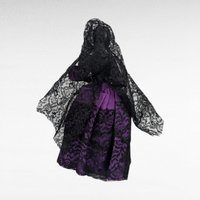 Vintage 1960s Spanish Flamenco Dancer Doll, Purple Dress, Black Lace, 11 Inches, Collectible Doll, Gift for Doll Collectors, Vintage Decor