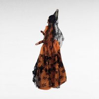 Vintage 1960s Spanish Flamenco Dancer Doll, Orange Dress, Black Lace, 11 Inches, Collectible Doll, Gift for Doll Collectors, Vintage Decor