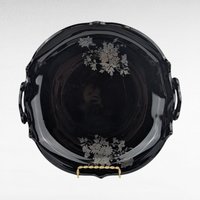 Vintage Black Glass Bowl Set, LE Smith Plate, Hand Painted Floral Bowl, Footed Bowl, Diamond Block Bowl, Gift for Collector, Home Decor