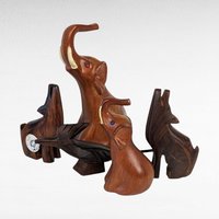 Vintage Wood Carved Animals, Possum Carving, Russian Doll, Lidded Jar, African Figurine, Home Decor, Gift Ideas