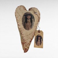 Vintage Handmade Plush Heart Pillows with Doll Faces, Victorian Style Fabric Hearts, Decorative Accent Pillows, Unique Gift