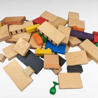 Vintage 1971 Playskool Village Wood Block Set | 91 Piece Set | Classic Wooden Blocks | Educational Toy | Collectible Playskool