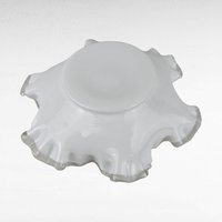 Vintage Fenton Violets in the Snow Milk Glass Dish | Ruffled Candy Dish | Trinket Dish | Collectible Glassware