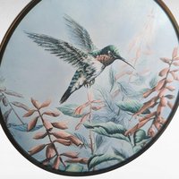 Vintage Glass Suncatcher with Hummingbird and Flowers | Nature Decor | Window Hanging | Bird Lover Gift | Home Decor