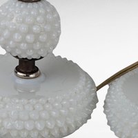 Vintage Pair of Milk Glass Lamps | Mid-Century Modern Lamps | Hobnail Milk Glass | Bedroom Lamps | Nightstand Lamps