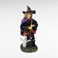 Vintage 13" Fabric Mache Scarecrow and Witch Figurines | Halloween Decor | Fall Decor | Collectible Figurines