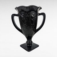 Vintage Black Amethyst Trophy Vase | Dancing Nymphs Vase | Art Deco Glassware | L.E. Smith Glass | Unique Home Decor