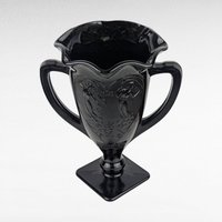 Vintage Black Amethyst Trophy Vase | Dancing Nymphs Vase | Art Deco Glassware | L.E. Smith Glass | Unique Home Decor
