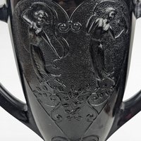 Vintage Black Amethyst Trophy Vase | Dancing Nymphs Vase | Art Deco Glassware | L.E. Smith Glass | Unique Home Decor