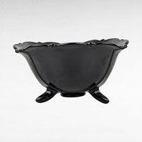 Vintage L.E. Smith Black Amethyst Footed Bowl | Art Deco Glassware | Candy Dish | Serving Bowl | Collectible Glass