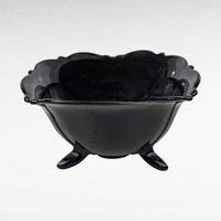 Vintage L.E. Smith Black Amethyst Footed Bowl | Art Deco Glassware | Candy Dish | Serving Bowl |  Collectible Glass