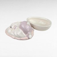 Vintage Hand Painted Easter Bunny Covered Bowl | Ceramic Easter Decor | Candy Dish | Trinket Dish | Spring Decor