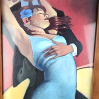 Vintage Bill Brauer "Scarlet Dancer" Tango Print, Framed Wall Art, Couple Dancing, Romantic Decor, Gift for Dance Lovers