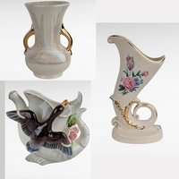 Vintage Ceramic Vases,  Watering Can Vase, Duck Vase, Iridescent Vase,  Gold Accents,  Floral Vase, Home Decor
