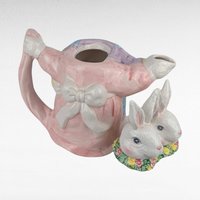 Vintage Dancing Rabbit Teapot, 9" Ceramic Bunny Teapot, Whimsical Kitchen Decor, Spring Easter Gift, Collectible Teapot
